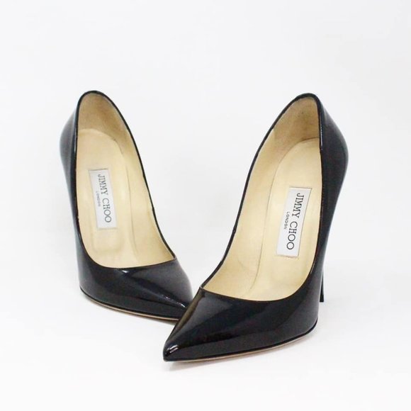 JIMMY CHOO #35331 Black Patent Leather Pumps (US EU 37)